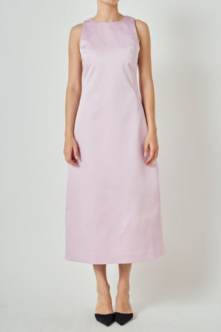 Sleeveless satin column midi lilac by English Factory