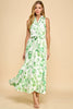 Leaf print maxi with belt by TCEC