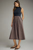 Navy and brown striped sleeveless dress by Entro