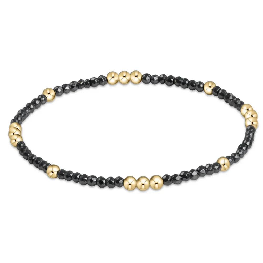 Worthy Pattern 2mm Bead Bracelet Faceted Hematite by Enewton