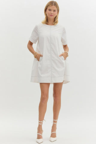 Stitch detail white dress by Entro