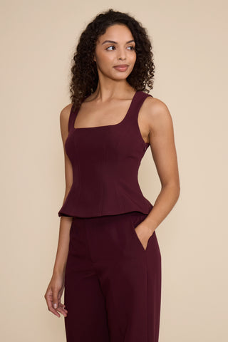 Leanne peplum top wine by Lucy Paris