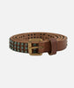 Leather belt with turquoise patina studs cognac by Amsterdam Heritage