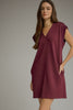 Cap sleeve v neck mini dress burgandy by Entro