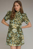 Olive and blue floral print mini dress by Entro