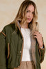 Corduroy trim olive jacket by Elan