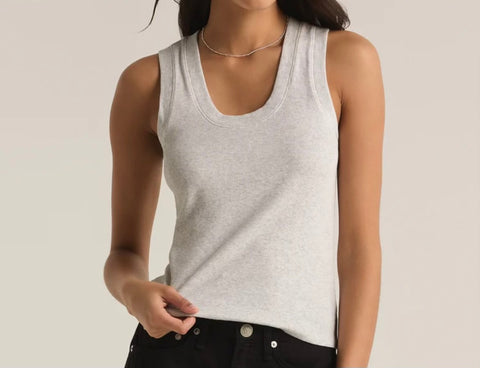 Sirena rib tank in light heather grey by Z Supply