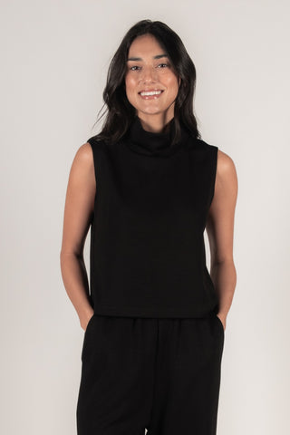 Butter modal cowl neck sleeveless top black by P. Cill