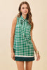 Retro print tie neck mini dress by TCEC