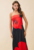 Black red flower maxi dress