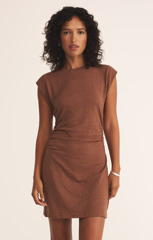 Camino textured mini dress teakwood by Z Supply