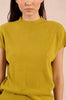 Mock neck short sleeve sweater lime green by Molly Bracken