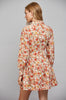 Matching waist tie detail floral print button down cream dress by Fate