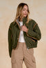 Corduroy trim olive jacket by Elan