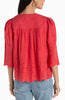 3/4 sleeve v neck eyelet top cherry rose by Liverpool