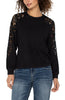 Long sleeve crew neck lace inset knit top black by Liverpool