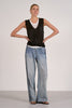 Sleeveless sweater layer tee black by Elan