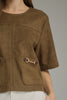 suede horse bit top brown by Entro