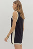 Black v neck dress cream trim by Entro