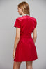 Red velvet dress with jeweled neckline by Fate
