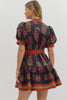Black rust floral mini dress by Entro