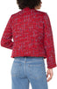 Collarless jacket frayed hem red multi by Liverpool