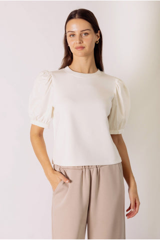 Butter modal round neck with poplin shirt ivory by Before You