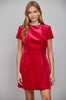 Red velvet dress with jeweled neckline by Fate