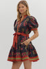 Black rust floral mini dress by Entro