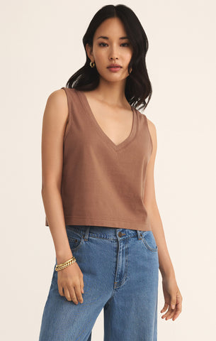 Sloane vneck top teakwood by Z Supply