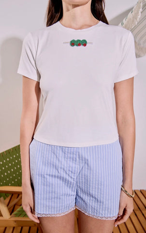 Olive beaded baby tee by English Factory