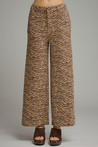 Zebra print wide leg pants by Entro