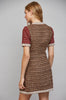 Lurex mixed tweed dress with contrast trim sand wine by Fate