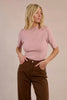 Short sleeve mock neck sweater pink by Molly Bracken