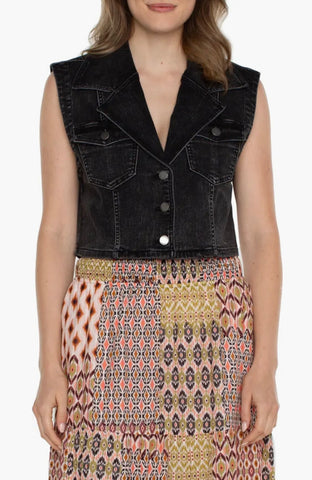 Notch collar crop vest in rawlins by Liverpool