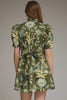 Olive and blue floral print mini dress by Entro