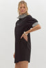 Casual dress with seersucker collar and sleeve black by Entro