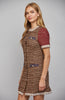Lurex mixed tweed dress with contrast trim sand wine by Fate