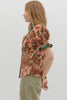 Brown and pink floral blouse by Entro