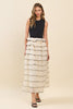 Cream and black tulle ruffle maxi by TCEC