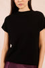 Mock neck short sleeve sweater black by Molly Bracken
