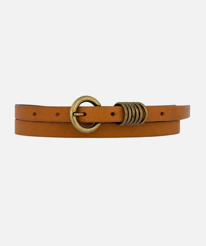 Skinny leather belt camel by Amsterdam Heritage