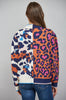 Navy orange animal print cardigan by Fate