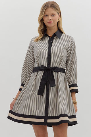 Black white stripe long sleeve mini by Entro