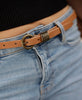 Skinny leather belt camel by Amsterdam Heritage