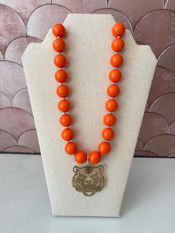 Acrylic ball chain necklace tiger charm
