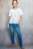 Contrast knit and poplin asymmetrical blouse by Before You
