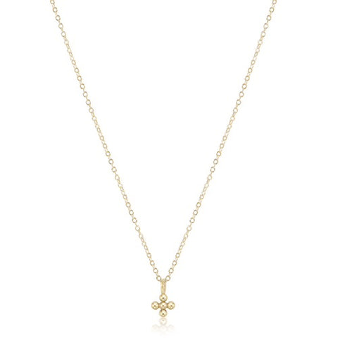 16” necklace gold classic beaded signature cross small gold charm by Enewton