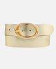 Metallic leather belt with sleek oval buckle by Amsterdam Heritage