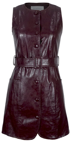Julian faux leather mini dress wine by Lucy Paris